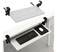 Ergonomic Extendable Under-Desk Keyboard Tray with Wrist Rest & C-Clamp - No Drill Pull-Out Drawer for Home Office - White Maple 55x24cm / 22x9in Space-Saving Solution