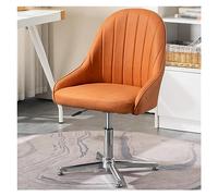 Ergonomic Fabric Padded Desk Chair Without Wheels, Armless Swivel Office Chair, Cross-Legged Mid Back Computer Task Chair for Home & Office - Orange Color