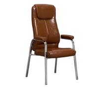Ergonomic Faux Leather Waiting Room ChairsStylish Office Reception Accent Chair Padded Arms No Wheels Ideal for Living Room & Bedroom Reading (Brown1)