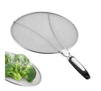Ergonomic Fine Mesh Stainless Steel Handle - Frying Pan Splash Guard - Grease Oil Splash Guard | For Sizzling Fried Chicken, Popcorn, French Fries, Cooking Pots, Frying Pans
