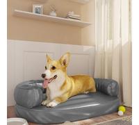 Ergonomic Foam Dog Bed Grey 75x53 cm Faux Leather