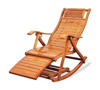 Ergonomic Foldable Wooden Rocking Chair with Armrest & Footrest Pillow - Portable Sun Lounger Deck Recliner for Patio, Outdoor Relaxation & Comfort