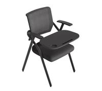 Ergonomic Folding Accent Chair with Writing Pad - Portable Mesh Back Desk Chair for Office Conference Reception - Comfortable Armchair with Supportive Backrest (Nero)