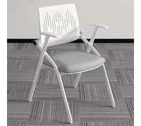 Ergonomic Folding Arm Training Chair - Comfortable Grey Office Chair with White Upholstery for Home, School, and Conference Use - Design with Bouncing Back Support