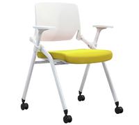 Ergonomic Folding Chair - Rolling Training Bench & Office Stool Yellow Study Perch for Comfort & Mobility Ideal for Workspaces & Learning Environments