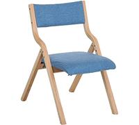 Ergonomic Folding Chair with Backrest - Cotton & Linen Upholstery, Padded Seat, Curved Armrests, Ideal for Bedroom & Dining Room Use