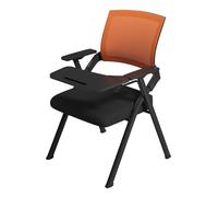 Ergonomic Folding Conference Chairs with Attached Desk Stackable Office Seating for Classroom Cinema and Meeting Rooms (Orange)