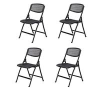 Ergonomic Folding Conference Chairs with Writing Board, Set of 4, Breathable Plastic, 200kg Capacity, Ideal for Office Training, Comfortable Gray Design