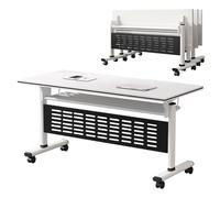 Ergonomic Folding Conference Table with WheelsModern Rectangle Meeting Table for Mobile Office Training Collaborative Workspaces & Meetings