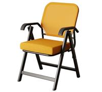 Ergonomic Folding Office Chair with Breathable Mesh Fabric & High-Resilience Cushion - Portable Upholstered Chair for Home Office Living Room & Study (Orange)