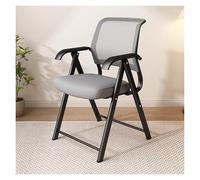 Ergonomic Folding Office Chair with Thick Cushion & Mesh Back, Comfortable Portable Chair with Arms for Meetings, Conferences & Training Rooms - Blue
