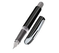 Ergonomic fountain pen for school/college - ONLINE College Black - solid medium nib, soft grip part, for standard ink cartridges, refillable, ideal for beginners/pupils/students