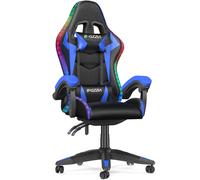 Ergonomic Gaming Chair with RGB LED Lights, Reclining Rattantree Blue One Size