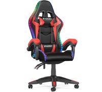 Ergonomic Gaming Chair with RGB LED Lights, Reclining Rattantree Red One Size