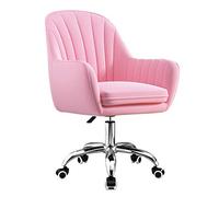 Ergonomic Gray Velvet Swivel Office Chair - Adjustable Height Mid Back Dining Chair for Home Living Room Computer Desk & Vanity - Soft Padded Comfort Seating