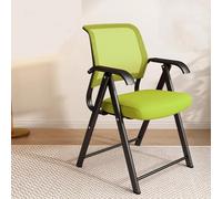 Ergonomic Green Home Office Desk Chair - Folding Leather Padded Seat, Portable No Wheels Design for Small Spaces, Comfortable Gaming Chair for Bedroom & Living Room