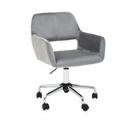 Ergonomic Grey Velvet And Chrome Base Home Office Chair, Comfortable Work From Home Chair, Movable Chair Premier Housewares Silver One Size
