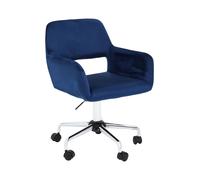 Ergonomic Grey Velvet And Chrome Base Home Office Chair, Comfortable Work From Home Chair, Movable Chair Premier Housewares Blue One Size