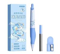 Ergonomic Handle Automatic Writing Pencil with Box of 2.0mm Refills and Sharpener for Student Handwriting Sketching Ergonomic Grip Mechanical Pencil