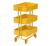 Ergonomic Handlebar Metal Trolley Utility Cart, 360 Degree Wheels with Lockable Wheels, Sturdy and Durable and Powder Coated Steel Frame, Perforated B