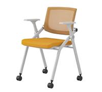 Ergonomic High Back Desk Chair Stackable Mesh Conference Chair with Wheels Folding Student Chair with Lumbar Support and Armrests for Home Office Orange