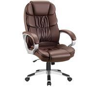Ergonomic High Back Executive Office Chair - Heavy Duty PU Leather, Adjustable Comfortable Desk Seating with Swivel Wheels for Home & Office - Perfect for Men & Women (Brown)