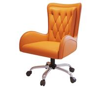 Ergonomic High Back Executive Office Chair Leather Computer Gaming Desk Chair with Lumbar Support Reclining & Liftable Stylish Vanity Task Chair with Arms (Orange A)