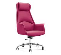 Ergonomic High Back Leather Executive Office Chair Adjustable Swivel Gaming Chair with Rolling Wheels for Home Office & Study Room - Stylish Rose Red