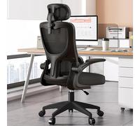 Ergonomic High Back Mesh Office Chair with Lumbar Support Adjustable Headrest & Flip-Up Armrests - Swivel Desk Chair for Home & Gaming Black