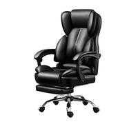 Ergonomic HighBack PU Leather Computer Chair with Footrest and Massage Function Adjustable Height Reclining Office Chair for Office Meeting Room (Black)