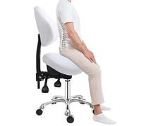 Ergonomic Hydraulic Saddle Chair with Tilt Back Support - Rolling Stool for Dental, Beauty, and Massage Professionals - Heavy Duty Salon Seat