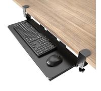Ergonomic Keyboard Tray Under Desk Pull Out with Adjustable C-Clamp Mount, Slide-Out Computer Keyboard and Mouse Platform Drawer for Office and Home Typing (Black)