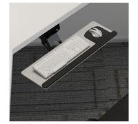 Ergonomic Keyboard Tray with Mouse Shelf - Adjustable Under Desk Slide-Out Swivel & Tilt Design Easy Assembly - Teak Color 65cm Flat Type Comfortable Wrist Rest