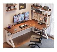 Ergonomic L-Shaped Corner Desk with Pegboard - Solid Wood Home Office & Gaming Workstation Modern Study Writing Table with Bookshelf (F-right 160x100x75cm)