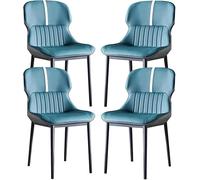 Ergonomic Leather Dining Chairs Set of 4 Kitchen & Living Room Sturdy Carbon Steel Legs Modern Green & Grey Design Comfortable Seating for Home Decor