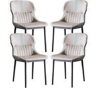 Ergonomic Leather Dining Chairs Set of 4 Lightweight Grey & Grey Carbon Steel Legs Modern Kitchen & Living Room Furniture Stylish & Comfortable Seating