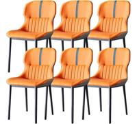 Ergonomic Leather Dining Chairs Set of 6 Sturdy Carbon Steel Legs Modern Design for Kitchen & Living Room Stylish ge & Grey Color Comfortable Seating