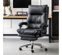 Ergonomic Leather Executive Office Chair with Footrest, Reclining Home Desk Chair, Padded Armrests, Stylish Black Office Furniture for Home & Office Use