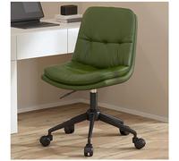 Ergonomic Leather Office Chair with 360° Swivel and Adjustable Height Armless Computer Task Chair for Home Office Upholstered Vanity Chair with Rolling Wheels