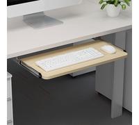 Ergonomic ll-Out Wooden Keyboard Shelf Under Desk Tray for Keyboards Slide-Out Design Strong Load-Bearing Ideal for Comfortable Typing and Space-Saving.