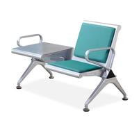 Ergonomic Lobby Chairs with Coffee Table Set, PU Reception Seating with Armrests, Waiting Room Bench for Airport, Office, Bank, Hospital - Green