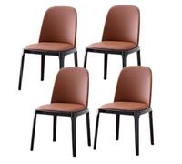 Ergonomic Log Leather Dining Chair Set of 2 - Stylish Wooden Kitchen Chairs with Solid Wood Legs& Easy to Clean Perfect for Living Room & Kitchen (Black & Dark Brown)