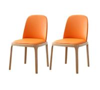 Ergonomic Log Leather Dining Chair Set of 2 -Wooden Kitchen Chairs with Easy-to-Clean Solid Wood Legs Perfect for Living Room & Kitchen (Log + Orange)