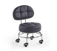 Ergonomic Low Rolling Stool with Back Support PU Leather SeatMetal Frame Smooth Nylon Wheels - Perfect for Garage Office Home Garden andTherapy