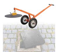 Ergonomic Manhole Lifter Cart with Adjustable Handle & Rare Earth Lifting Magnets Included - Heavy Duty, Easy to Use, Perfect for Professionals & DIY Projects