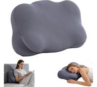 Ergonomic Memory Foam Cloud Pillow - Orthopaedic Contour Neck Support Cushion for Side, Back & Stomach Sleepers - Adjustable Height Anti (Light Blue) (Dark Grey)