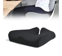 Ergonomic Memory Foam Seat & Lumbar Cushion by Nordic Comforts - Tailbone & Lower Back Pain Relief Universal Fit for Any Chair Portable Comfort (Black)