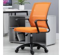 Ergonomic Mesh Back Conference Chair with Armrests 360° Swivel Latex Cushion Modern Office & Living Room Seating (Orange & Black)