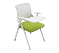 Ergonomic Mesh Folding Waiting Room Chairs with Tablet Arm, Stackable Office Guest Meeting Chairs with Attached Desk, Conference Room Seating (Green)