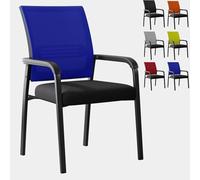 Ergonomic Mesh Office Chair with Lumbar Support - Comfortable Blue Waiting Room/Guest Seating for Office School Church - 1 Piece Ideal for Long Hours